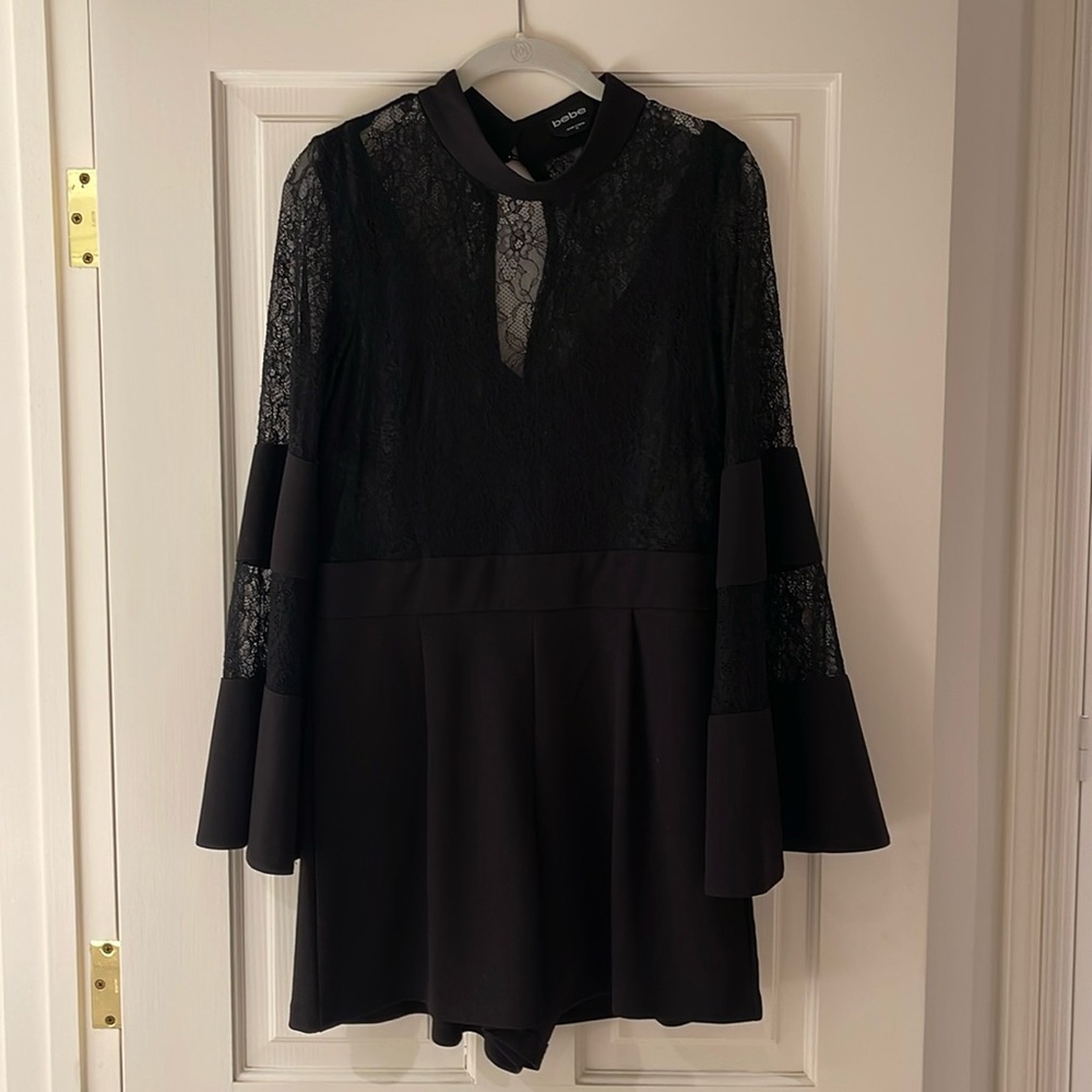 Bebe Black Lace Romper Size M